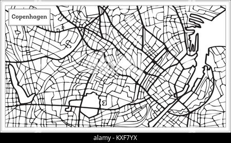 Copenhagen Map in Black and White Color. Vector Illustration. Outline Map. Stock Vector