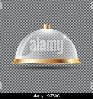 Glass Dome on Transparent Background. Vector Illustration. Empty Mock-up. Stock Vector