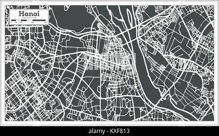 Hanoi Vietnam City Map in Retro Style. Outline Map. Vector Illustration. Stock Vector