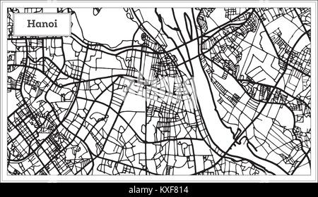 Hanoi Vietnam City Map in Black and White Color. Outline Map. Vector Illustration. Stock Vector