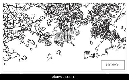 Helsinki Finland City Map in Black and White Color. Vector Illustration. Outline Map. Stock Vector