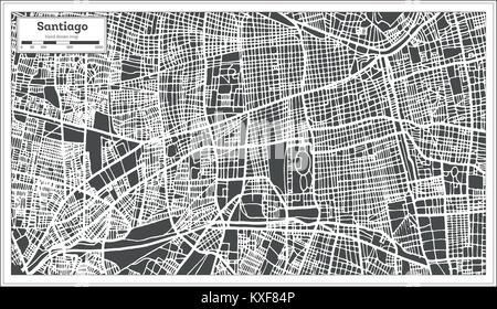 Santiago Chile City Map in Retro Style. Outline Map. Vector Illustration. Stock Vector