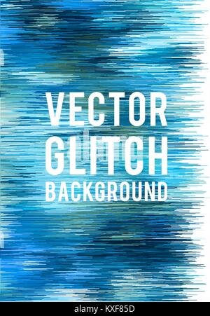 Abstract blue glitch background, vector illustration Stock Vector