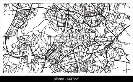 Vilnius Lithuania Map in Black and White Color. Vector Illustration. Outline Map. Stock Vector