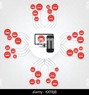 Passwords or Critical Business Information Leak in Corporate and Cloud Networks, Applications - CPU Bugs and Vulnerabilities Problem, IT Security Stock Vector
