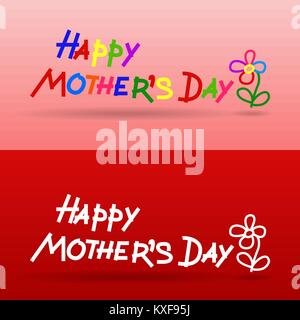 lettering happy mothers day primitive style, imitation of children's handwriting Stock Vector