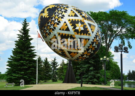 The world's largest Pyzanka egg can be found in Vegreville  Alberta, Canada. Stock Photo