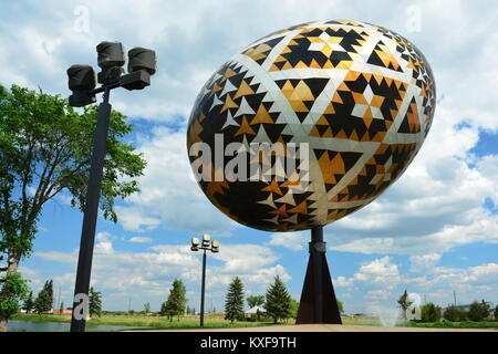 The world's largest Pyzanka egg can be found in Vegreville  Alberta, Canada. Stock Photo