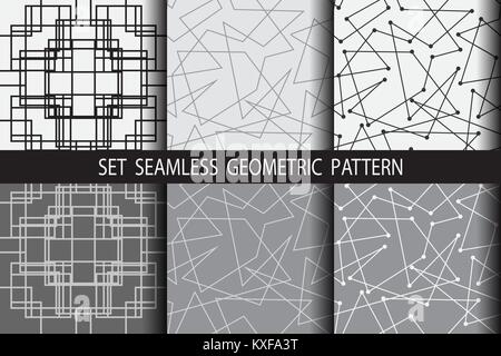 set of abstract seamless patterns of lines Stock Vector