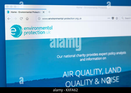 LONDON, UK - JANUARY 4TH 2018: The homepage of the official website for Environmental Protection UK - a Non Governmental Organization (NGO) working to Stock Photo