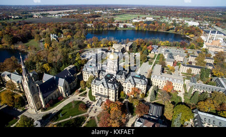 Aerial and drone view of the University of Notre Dame Fighting Irish ...