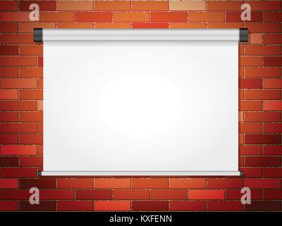 Projection screen on brick wall Stock Vector