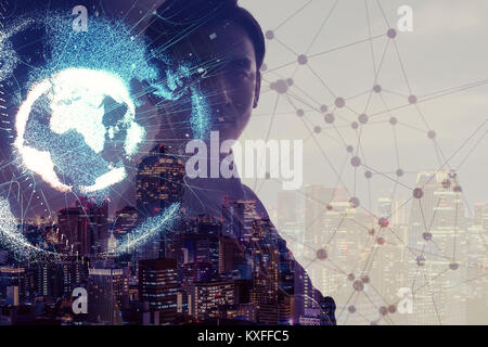 Global network concept. Internet of Things. Artificial Intelligence. Stock Photo