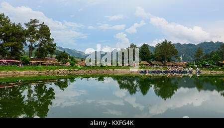 Moc Chau, Vietnam - May 26, 2016. Lake scenery in Moc Chau, Vietnam. Moc Chau is a rural district of Son La Province in the Northwest region of Vietna Stock Photo