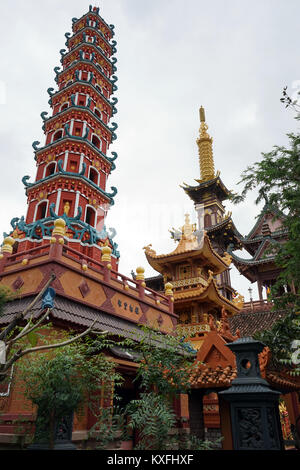 QUY NHON, VIETNAM - 21 JANUARY 2017 Chua Minh Tinh pagoda with towers Stock Photo