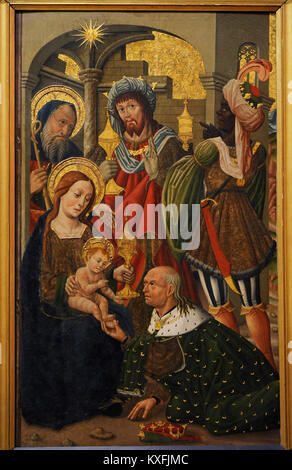Unknown Aragonese Artist. The Adoration of the Kings, ca.1490. National Gallery. Oslo. Norway. Stock Photo