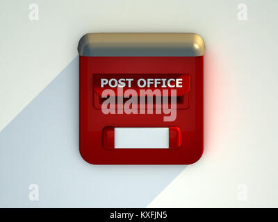 Red Mail box with white letters. 3D rendering. Stock Photo