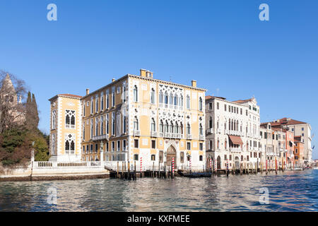 Palazzo Cavalli-Franchetti and Palazzo Barbaro, Grand Canal, San Marco, Venice, Veneto,  Italy on a sunny winter day Stock Photo
