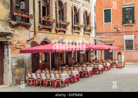 An outdoor restaurant in Veneto, Venice, Italy, Europe. Stock Photo