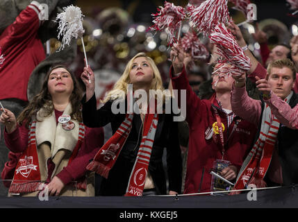 Atlanta, Georgia, USA. 8th Jan, 2018. Alabama fans during College Football Playoff National Championship game action between the Alabama Crimson Tide and the Georgia Bulldogs at Mercedes-Benz Stadium in Atlanta, Georgia. Alabama defeated Georgia 26-23 in Atlanta, Georgia, USA. Credit: Cal Sport Media/Alamy Live News Stock Photo