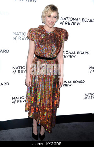 New York, USA. 09th Jan, 2018. Greta Gerwig attends the National Board of Review Annual Awards Gala at Cipriani 42nd Street on January 9, 2018 in New York City. Credit: Geisler-Fotopress/Alamy Live News Stock Photo