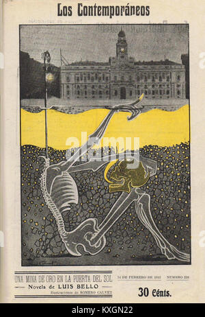 1913-02-14, Los Contemporáneos, Una mina de oro en la Puerta del Sol, novela de Luis Bello, ilustraciones de Romero Calvet Stock Photo