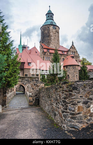 Defensive Czocha Castle in Sucha village in Luban County, Lower Silesian Voivodeship of Poland Stock Photo