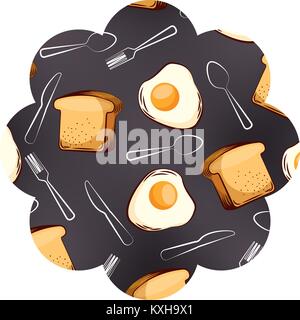 frame with eggs and cutlery pattern background Stock Vector