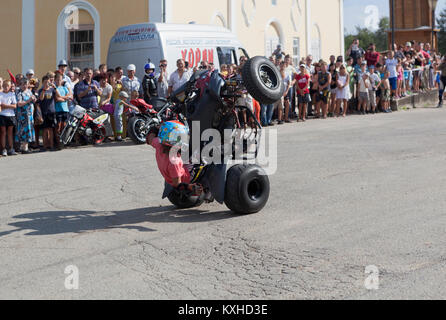 Verkhovazhye, Vologda region, Russia - August 10, 2013: Dangerous stunt on an ATV by Thomas Kalinin Stock Photo