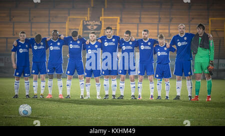 Minute's silence before FC Halifax Town v Macclesfield in the FA Trophy game Tuesday 9 January 2018 at The MBI Shay Stadium, Halifax, West Yorkshire. Stock Photo