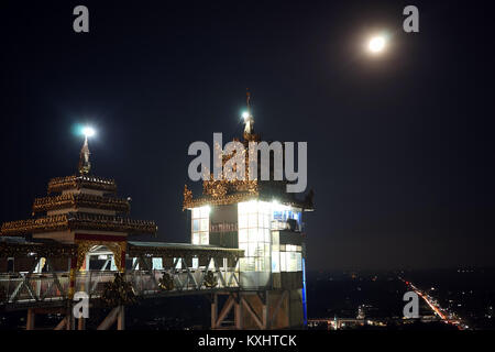 MAWLAMYINE, MYANMAR - CIRCA APRIL 2017 Kyaik Than Lan Pagoda at night Stock Photo