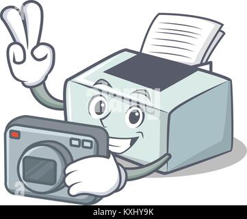 Photographer printer mascot cartoon style Stock Vector