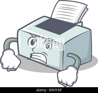 Angry printer mascot cartoon style Stock Vector