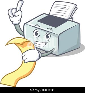 With menu printer mascot cartoon style Stock Vector