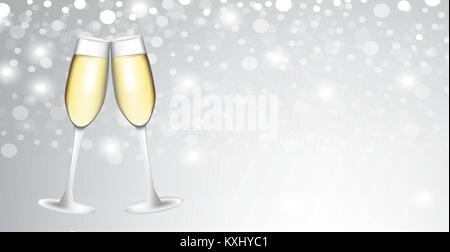 Two wine glasses on blurred background, vector Stock Vector