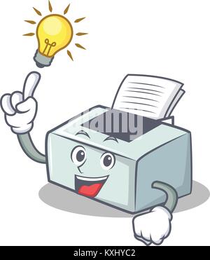 Have an idea printer mascot cartoon style Stock Vector