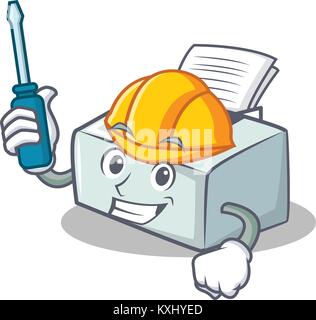 Automotive printer mascot cartoon style Stock Vector