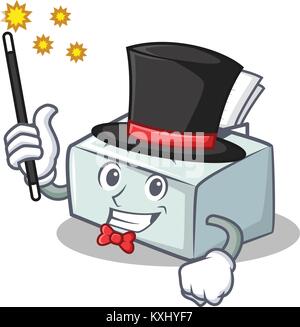 Magician printer mascot cartoon style Stock Vector