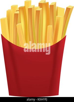 French fries in box, vector Stock Vector