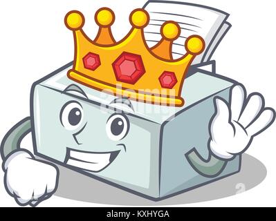 King printer mascot cartoon style Stock Vector