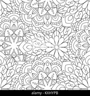 Doodles Mandalas Seamless Pattern Background Stock Vector