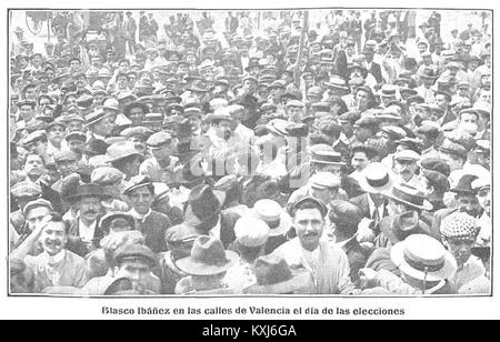 Blasco Ibáñez en las calles de Valencia el día de las elecciones, Nuevo Mundo, 14 de septiembre de 1905 Stock Photo