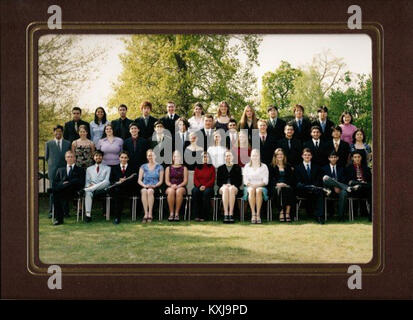 Group photograph of the ACS Cobham Boarding House graduating class of 2002, documenting students at an international school in England. Stock Photo