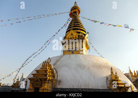 Swayambhunath Stupa - the holiest stupa of tibetan buddhism (vajrayana). Kathmandu, Nepal Stock Photo