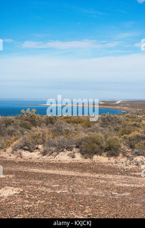 a landscape view near Punta Ninfas, Peninsula Valdes, Puerto Madryn, Chubut, Argentina Stock Photo