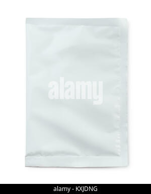 Top view of blank food sachet isolated on white Stock Photo