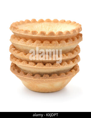 Stack of fresh baked tart shells isolated on white Stock Photo