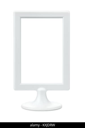 Front view of white plastic empty picture frame isolated on white Stock Photo
