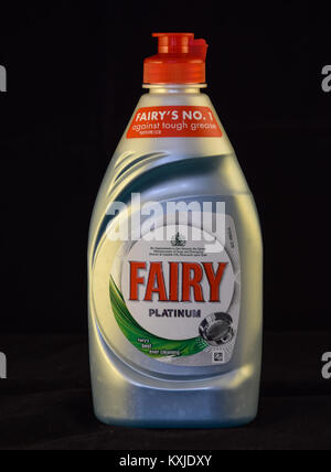 Reading, United Kingdom - May 02 2015:   A bottle of Fairy Platinum Washing Up liquid Stock Photo