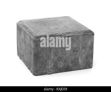 Single cement paving stone isolated on white Stock Photo